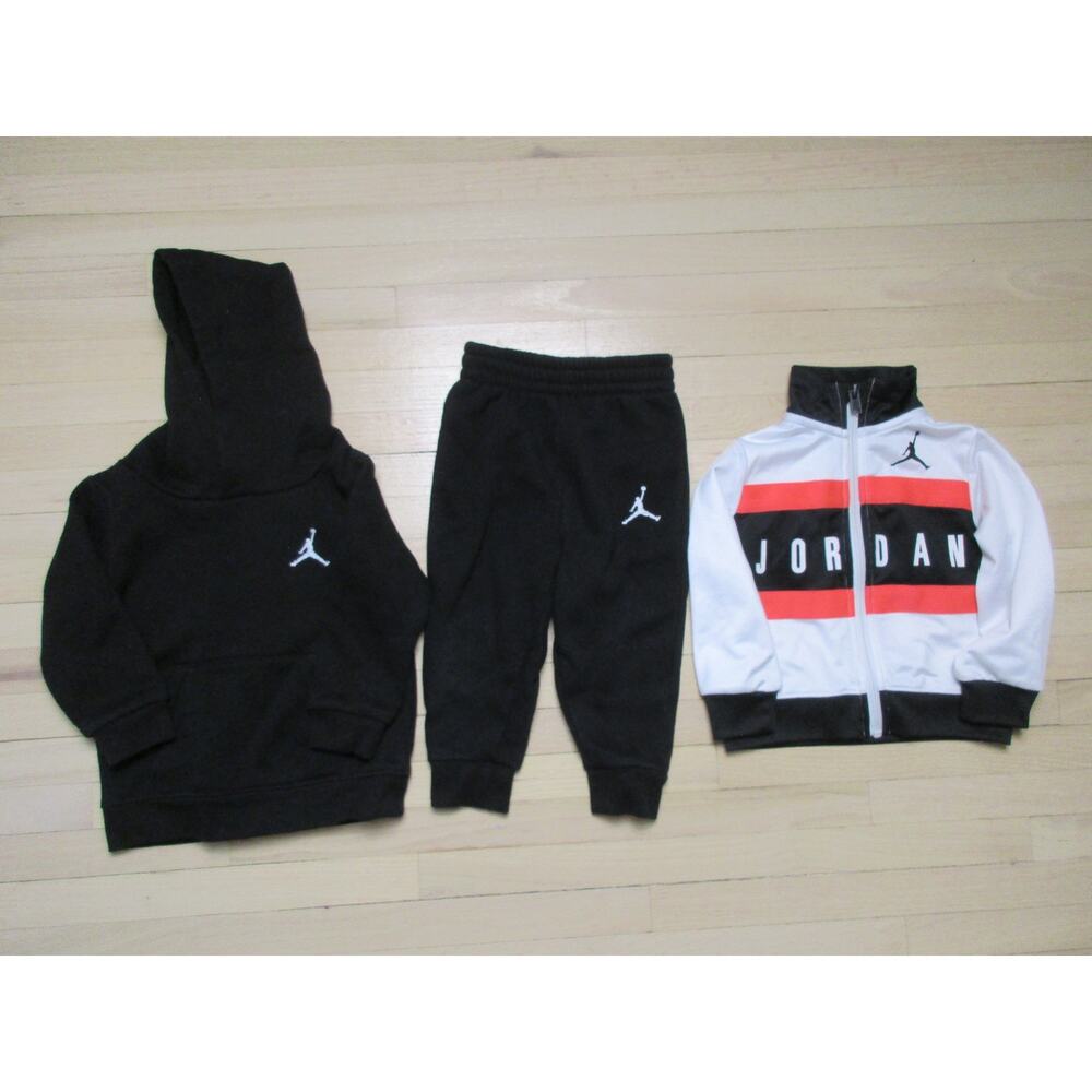 Air Jordan Baby Boy Track Jacket Sweatpants Hoodie 12M Black Orange Set